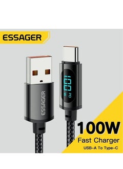 ESSAGER Ultra-Durable High Speed Charging 100W 7A And Syncing Data Display screen USB to USB-C Cable  - Image 1