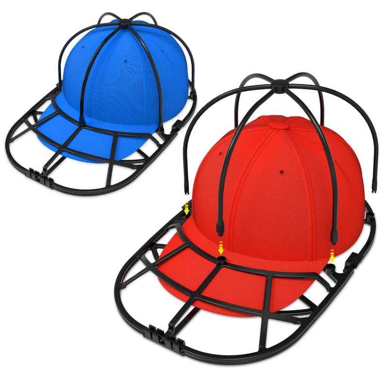 XQXA Hat Washer Cage 2Pack Baseball Cap Washing Machine Dishwasher Safe Cleaner Hat Cage for Washing Machine Fits AdultKids Caps Black - Image 2