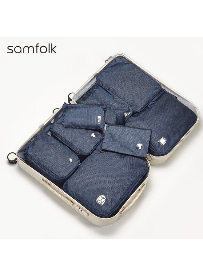 Samfolk Travel Storage Bag Luggage Clothes Compression Organizer Bag For Business Trips And Vacations, 8-piece Set In Black