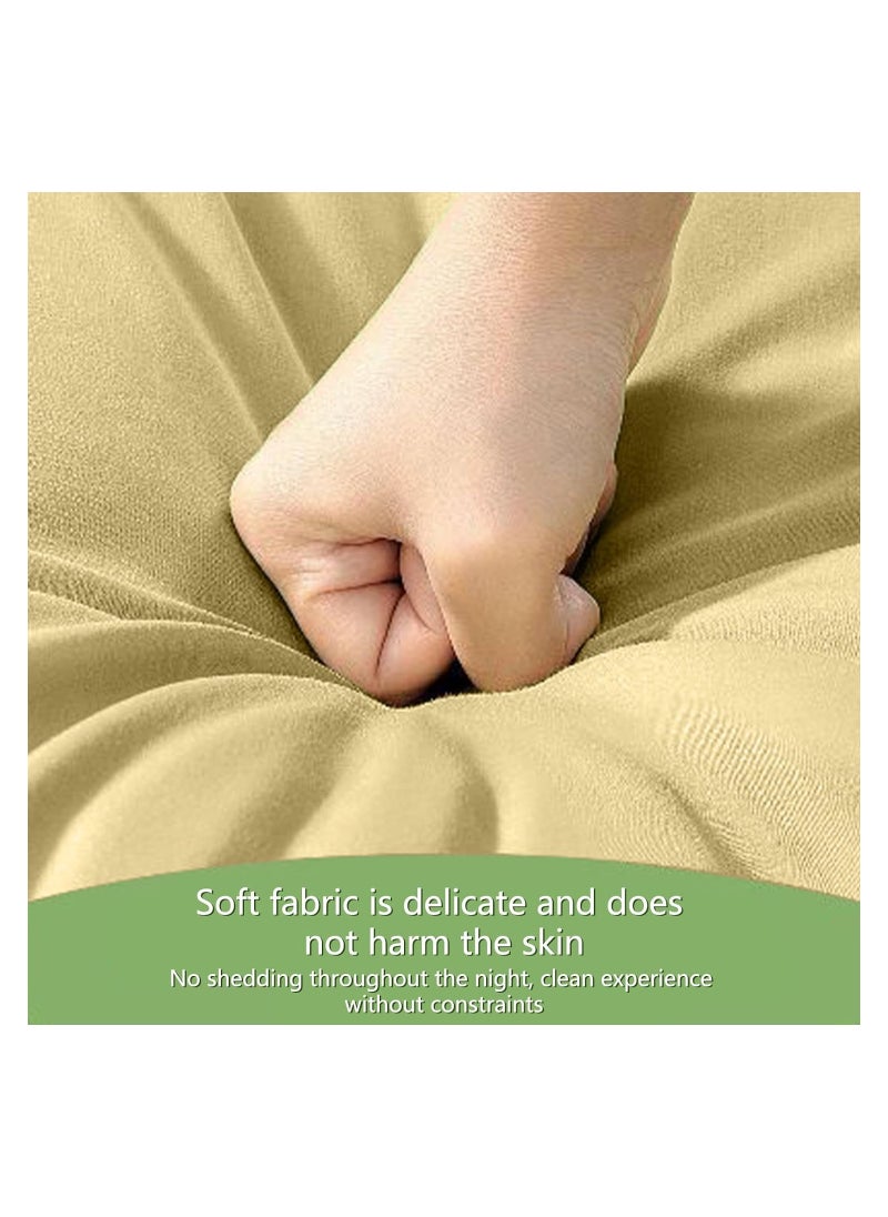 Generic Disposable Bedding Set for Travel & Emergencies - 4-Piece Double Bed Size Includes Bed Sheets, Quilt Cover, Pillow Case, and Bedspread - Thickened, Portable, and Hygienic - Yellow Color.  - Image 5