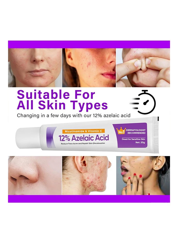 YOOJ 12% Azelaic Acid Serum- with Nicotinamide & Vitamin C, Against Redness, Anti Pimples and Nodules,Blemished Skin Face and Pore Cleansing, Great for Sensitive Skin 20g - Image 4