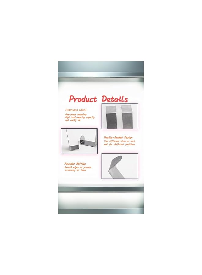 The Bros خطافات فوق الباب - عبوة 8 من الفولاذ المقاوم للصدأ على شكل Z قابلة للعكس برأس مزدوج لتوفير المساحة في المطبخ، خزانة الملابس، غرفة النوم، الحمام - Image 4