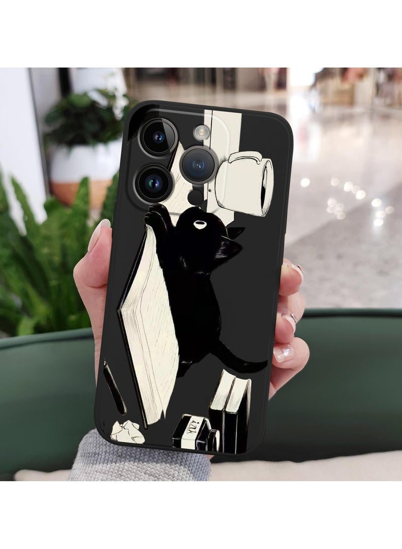 for iPhone 16 Pro Max Case Anti Scratch Microfiber Lining Phone Cover Silicone Ultra Slim Case for iPhone 16 Pro Max 6.9 inch-Cat Black - Image 4