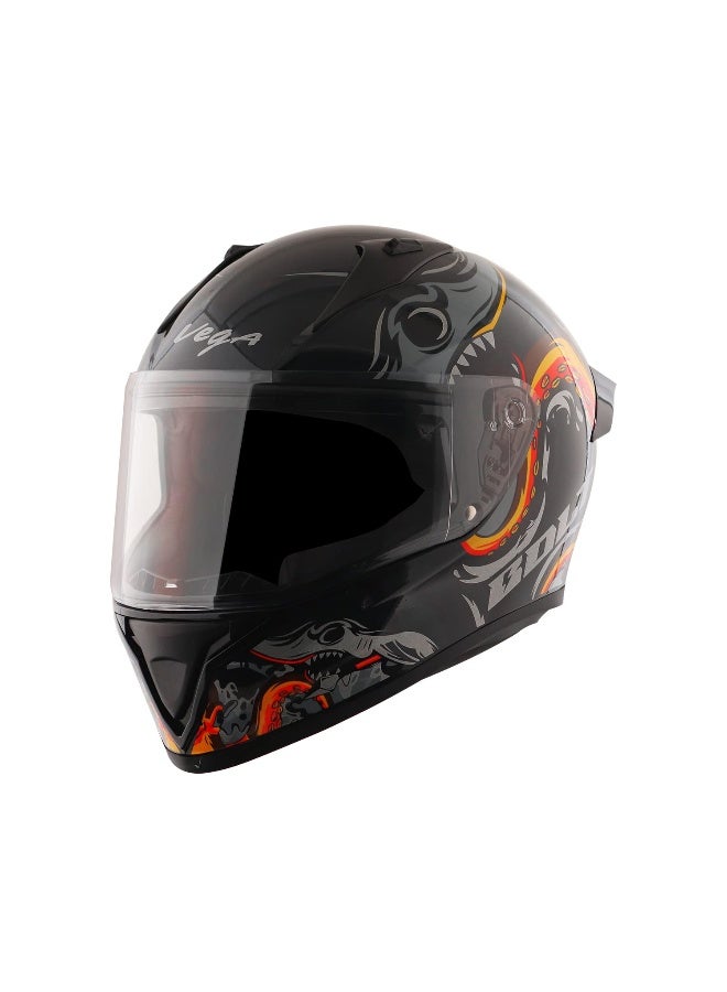 Vega Bolt Octopus ISI DOT Certified Full Face Gloss Finish Helmet for Men and Women with Clear Visor Black Orange  Size M - Image 2