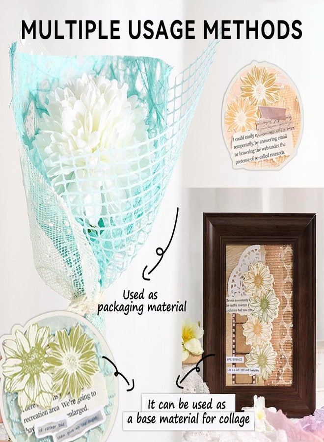 PRSTINCOL 90 Sheets Textured Scrapbook Mesh and Paper 6 in 1 - Image 5
