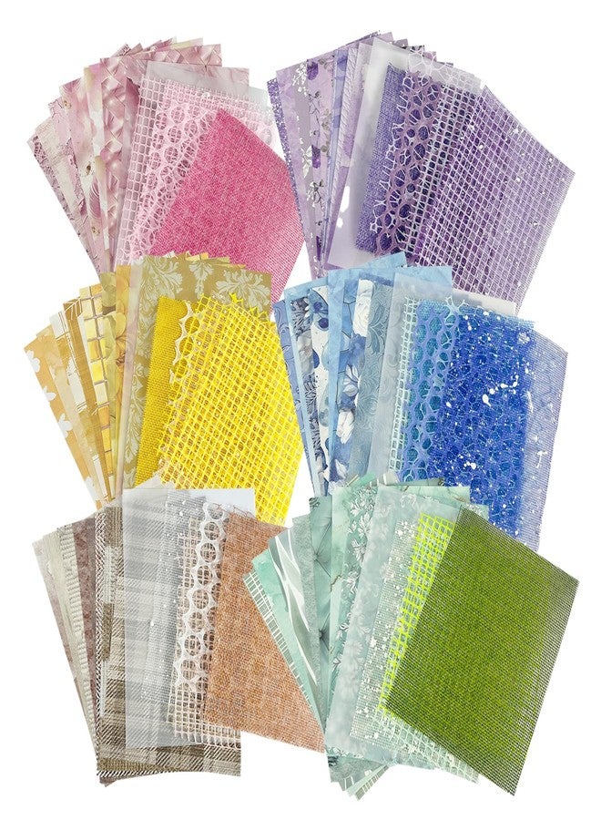 PRSTINCOL 90 Sheets Textured Scrapbook Mesh and Paper 6 in 1 - Image 1