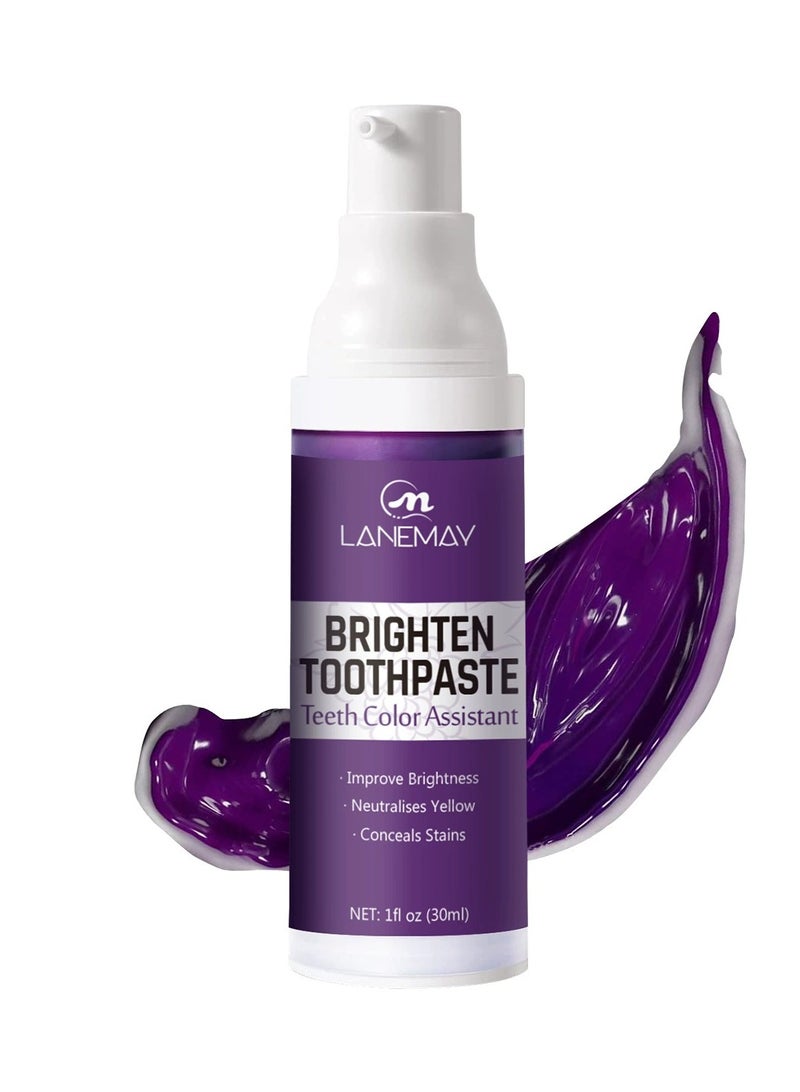 LANEMAY Purple Whitening Toothpaste Long Lasting Fresh Breath Stain Removal Anti Yellow Teeth Whitening Toothpaste - Image 1