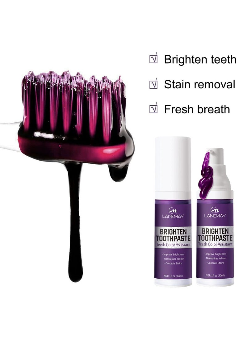 LANEMAY Purple Whitening Toothpaste Long Lasting Fresh Breath Stain Removal Anti Yellow Teeth Whitening Toothpaste - Image 2