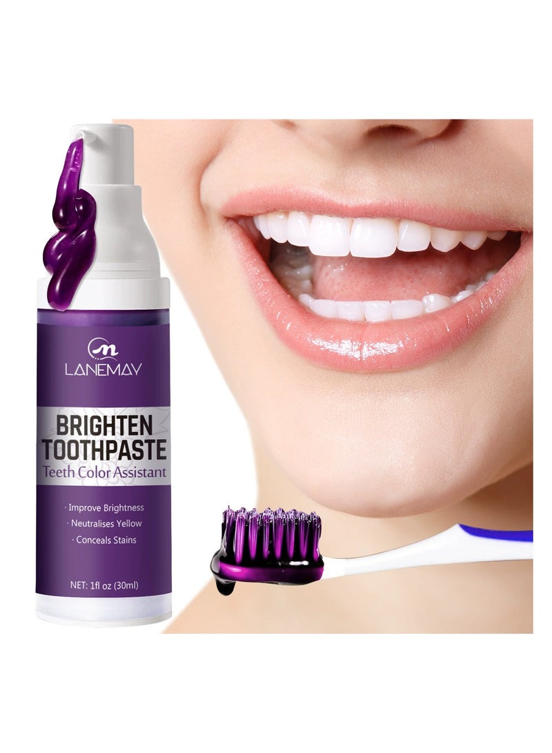 LANEMAY Purple Whitening Toothpaste Long Lasting Fresh Breath Stain Removal Anti Yellow Teeth Whitening Toothpaste - Image 3
