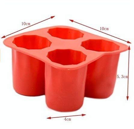 HandyTrendy HandyTrendy 4Cup Ice Cube Shot Shape Silicone Shooters Glass Freeze Molds Maker Tray Party Bar Tools Ice Shot Glass MoldMulti ColorPack of 1  - Image 2