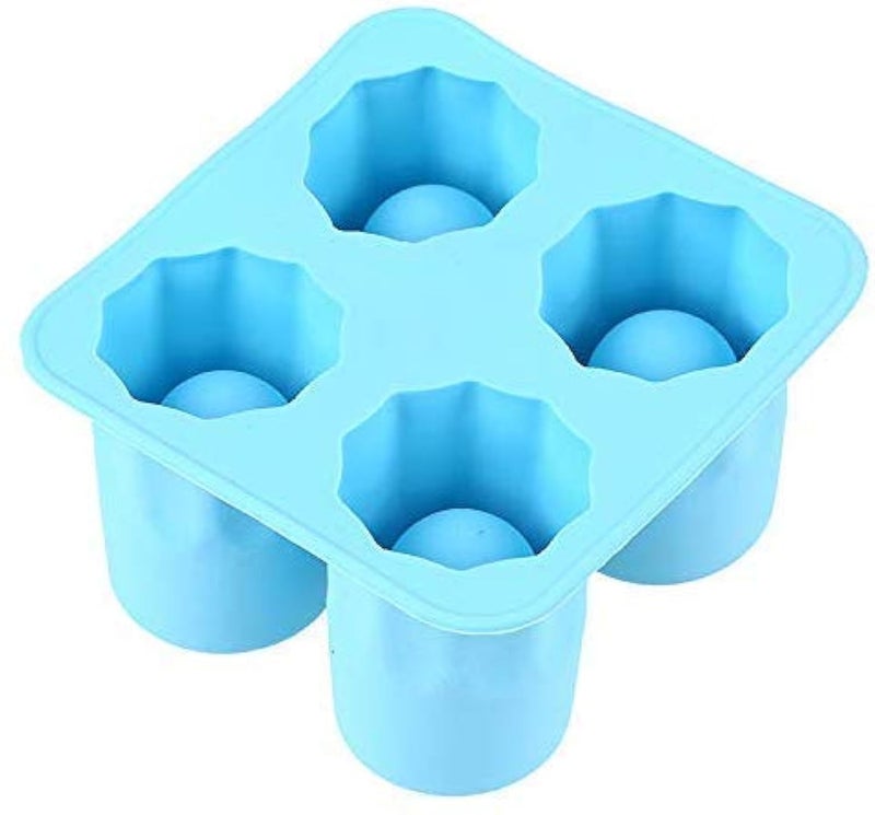 HandyTrendy HandyTrendy 4Cup Ice Cube Shot Shape Silicone Shooters Glass Freeze Molds Maker Tray Party Bar Tools Ice Shot Glass MoldMulti ColorPack of 1  - Image 1