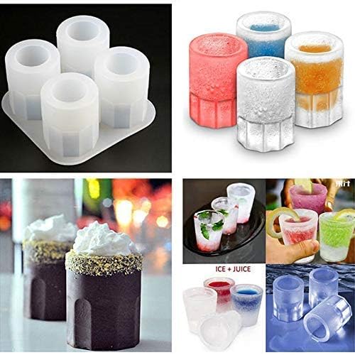 HandyTrendy HandyTrendy 4Cup Ice Cube Shot Shape Silicone Shooters Glass Freeze Molds Maker Tray Party Bar Tools Ice Shot Glass MoldMulti ColorPack of 1  - Image 4