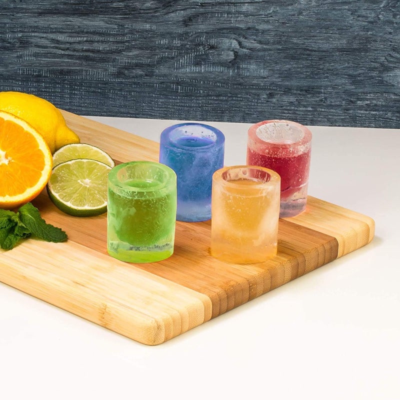 HandyTrendy HandyTrendy 4Cup Ice Cube Shot Shape Silicone Shooters Glass Freeze Molds Maker Tray Party Bar Tools Ice Shot Glass MoldMulti ColorPack of 1  - Image 5