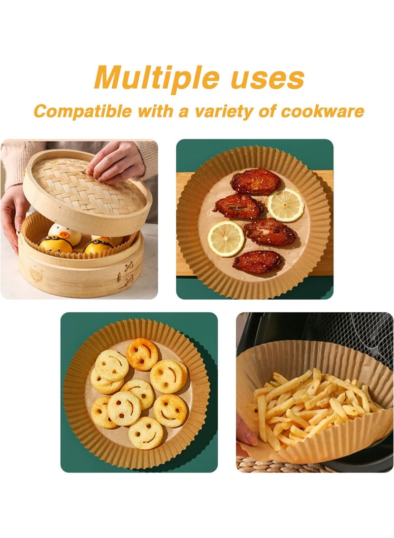 ورق قلاية هوائية بني – 100 ورقة مدورة مقاومة للحرارة - Image 2