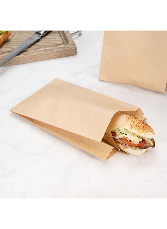 Restaurantware Bag Tek 7.1 x 3 x 11 Inch Paper Bags For Snacks, 100 Disposable French Fry Bags - Greaseproof, For Popcorn, Cookies, Fries, And More, Brown Kraft Snack Bags, - Image 4