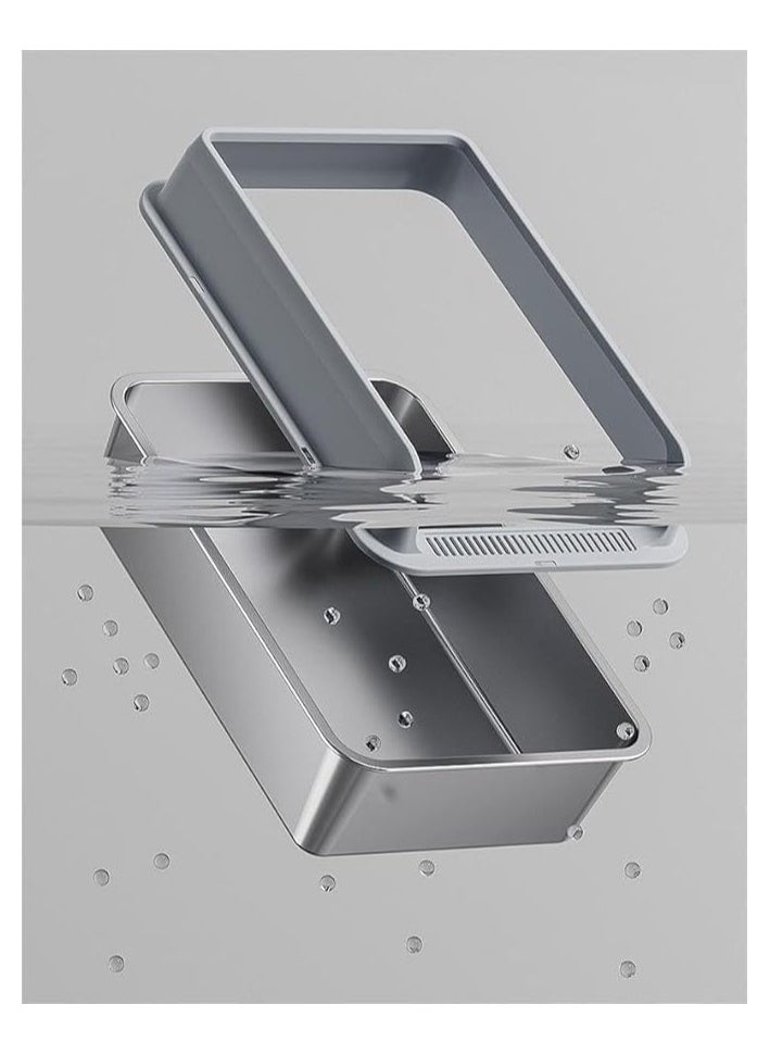 TRADE BAY - Cat Litter Box Stainless Steel(201) with Scoop and Anti-Splash Cover 50x35x20cm - Image 1