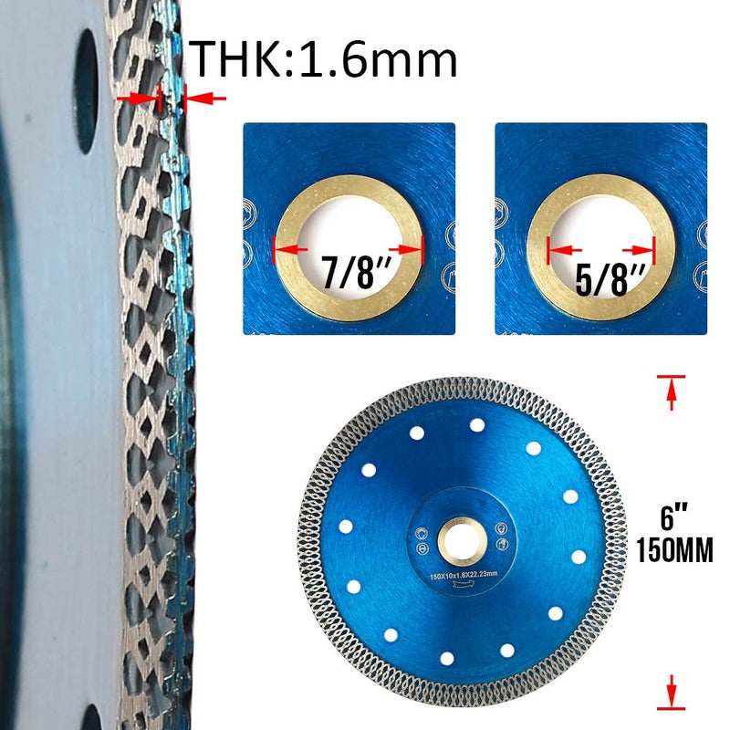 VOSIDUE 6" Super Thin Diamond Saw Blade Diamond Blade Dry or Wet Cutting for Granite Marble Porcelain Tile - Image 3