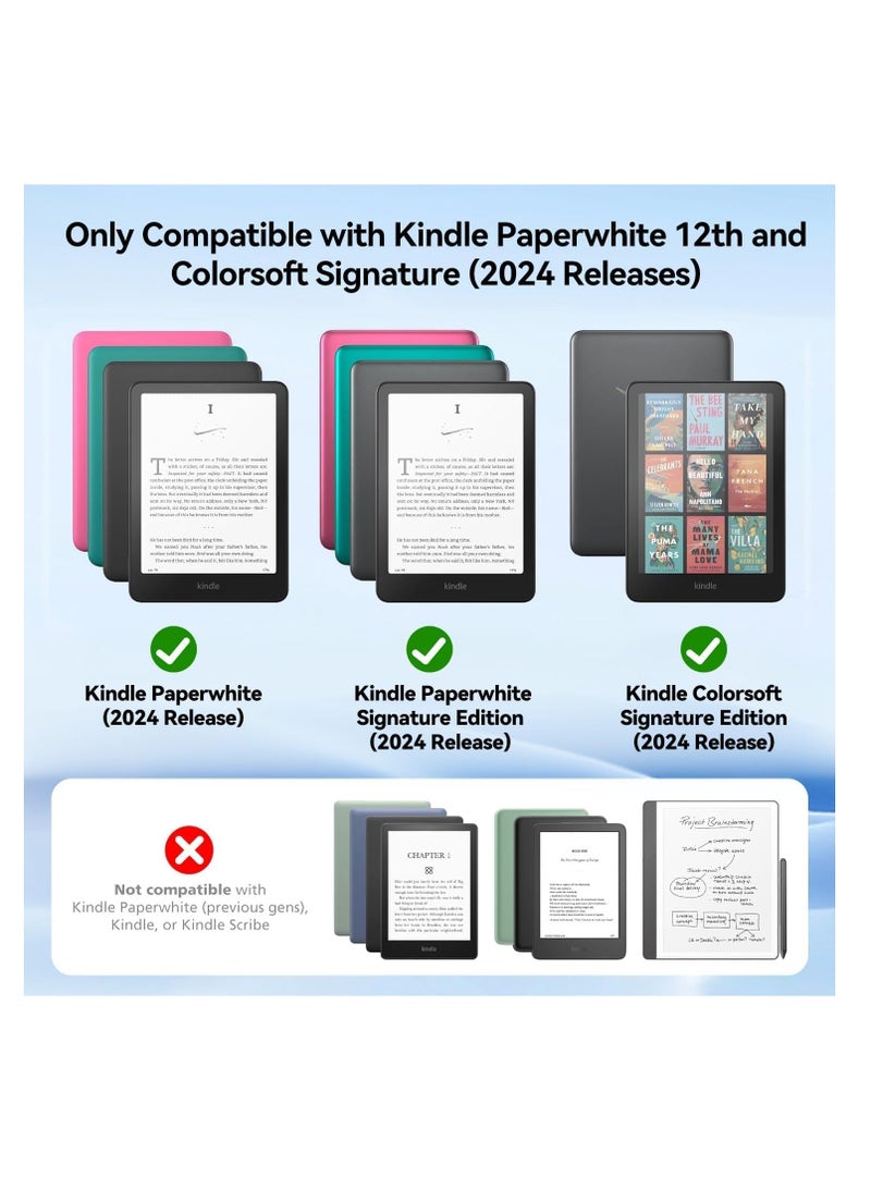 Slimshell Case Cover with Hand Strap Belt for 7" All-New Kindle Paperwhite 12th 2024 or Kindle Paperwhite Signature Edition 2024, Smart Shell with Auto Sleep/Wake (Blue)  - Image 3