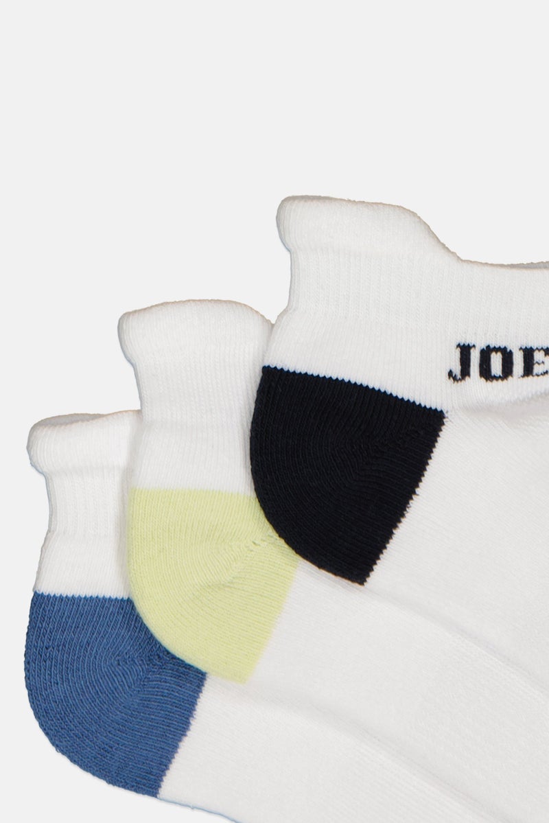 Joe Boxer Kids Boy 3 Pairs Brand Logo Ankle Socks, Multicolor - Image 2