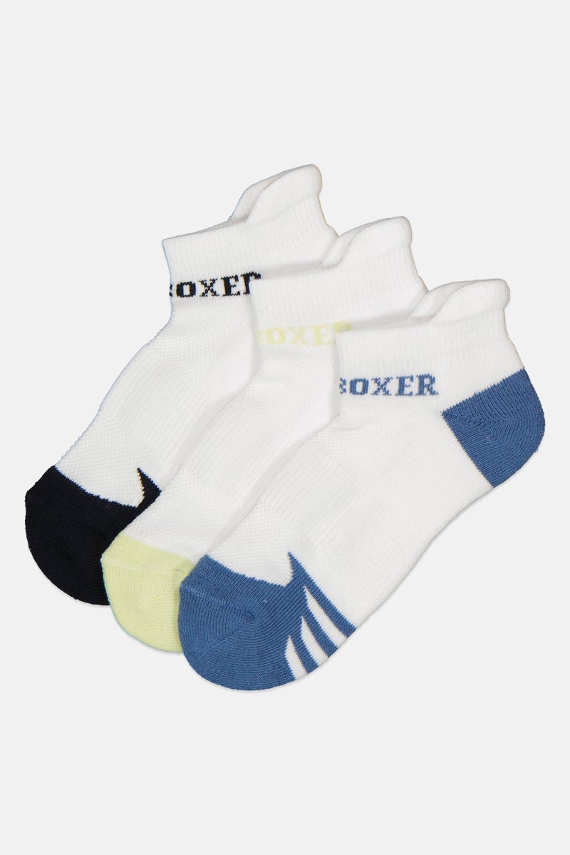 Joe Boxer Kids Boy 3 Pairs Brand Logo Ankle Socks, Multicolor - Image 1