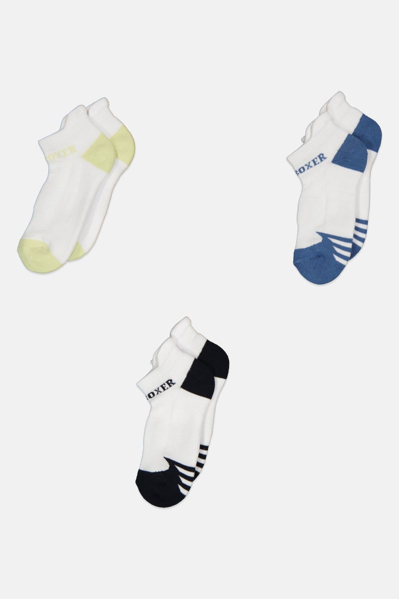 Joe Boxer Kids Boy 3 Pairs Brand Logo Ankle Socks, Multicolor - Image 3