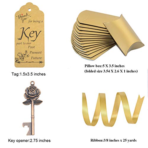 Makhry 50 Set Skeleton Rose Key Bottle Openers with Candy Box In Antique Vintage Style Escort Tags French Ribbon As A Gift Souvenir At Wedding Party Supplies Copper - Image 5
