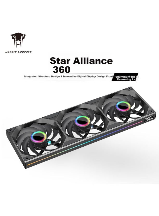 Jungle Leopard Conglinbao Xinglian Fan, 360 Integrated Building Block Fan, Reverse Blade, 12cm Aluminum Plate, Light Synchronization, Pwm Speed Adjustment, Black Case Fan, Argb Desktop Computer Fan, Quiet Operatio - Image 1