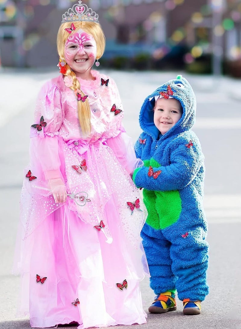 SOLARAE Princess Dress-Up Wig with Butterfly Pin Princess Dress-Up Accessories Include Gloves Tiara Crown Wand Necklaces Rings Earrings for Party Favors Birthday Pretend Play - Image 4