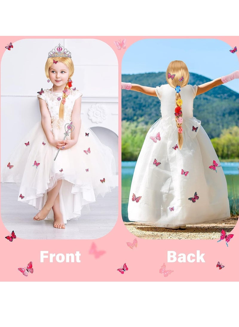 SOLARAE Princess Dress-Up Wig with Butterfly Pin Princess Dress-Up Accessories Include Gloves Tiara Crown Wand Necklaces Rings Earrings for Party Favors Birthday Pretend Play - Image 2