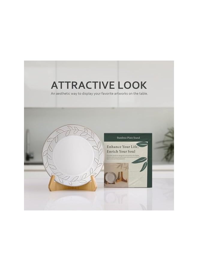 The Bros Plate Stands For Display, 6 Inch Plate Holder Display Stand, Bamboo Picture Frame Stand For Tables, Table Top Easels For Display, Decorative Stand For Platter, Dish, Book, Photo And Plaque  - Image 3