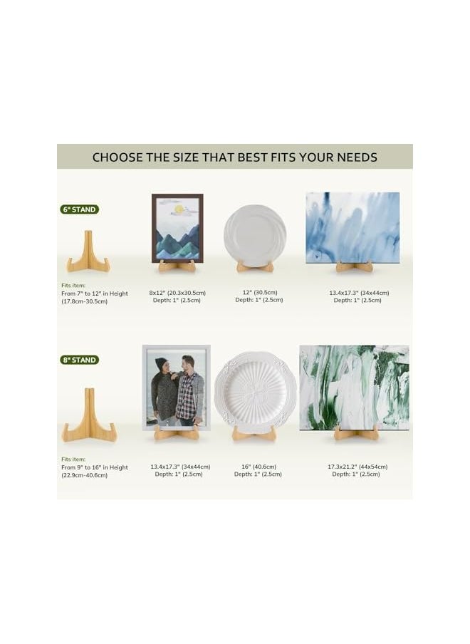 The Bros Plate Stands For Display, 6 Inch Plate Holder Display Stand, Bamboo Picture Frame Stand For Tables, Table Top Easels For Display, Decorative Stand For Platter, Dish, Book, Photo And Plaque  - Image 5