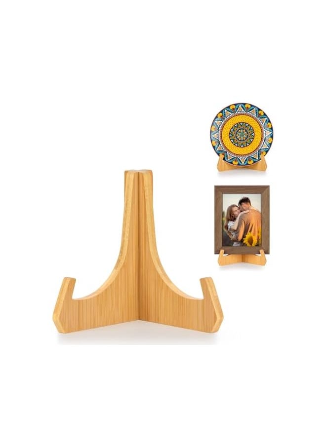 The Bros Plate Stands For Display, 6 Inch Plate Holder Display Stand, Bamboo Picture Frame Stand For Tables, Table Top Easels For Display, Decorative Stand For Platter, Dish, Book, Photo And Plaque  - Image 2