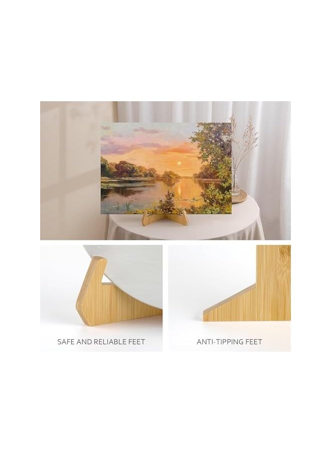 The Bros Plate Stands For Display, 6 Inch Plate Holder Display Stand, Bamboo Picture Frame Stand For Tables, Table Top Easels For Display, Decorative Stand For Platter, Dish, Book, Photo And Plaque  - Image 4