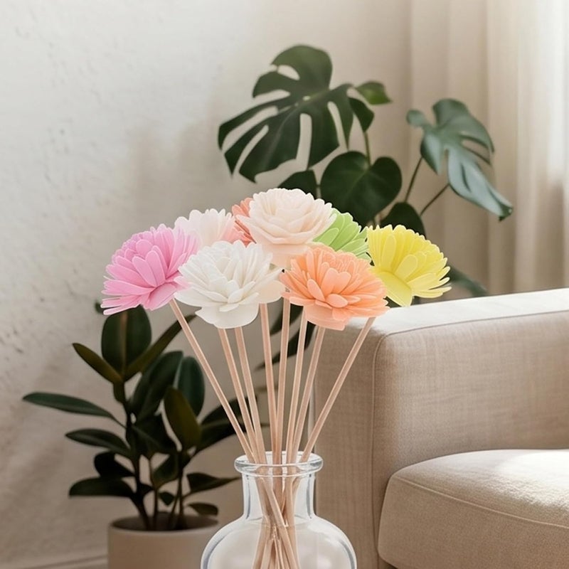 10pcs Diffuser Reed Sticks with Artificial Flower, Flameless Essential Oil Infuser Aromatherapys Reed Flowers for Home and Workspace Fragrance, Assorted Color - Image 5
