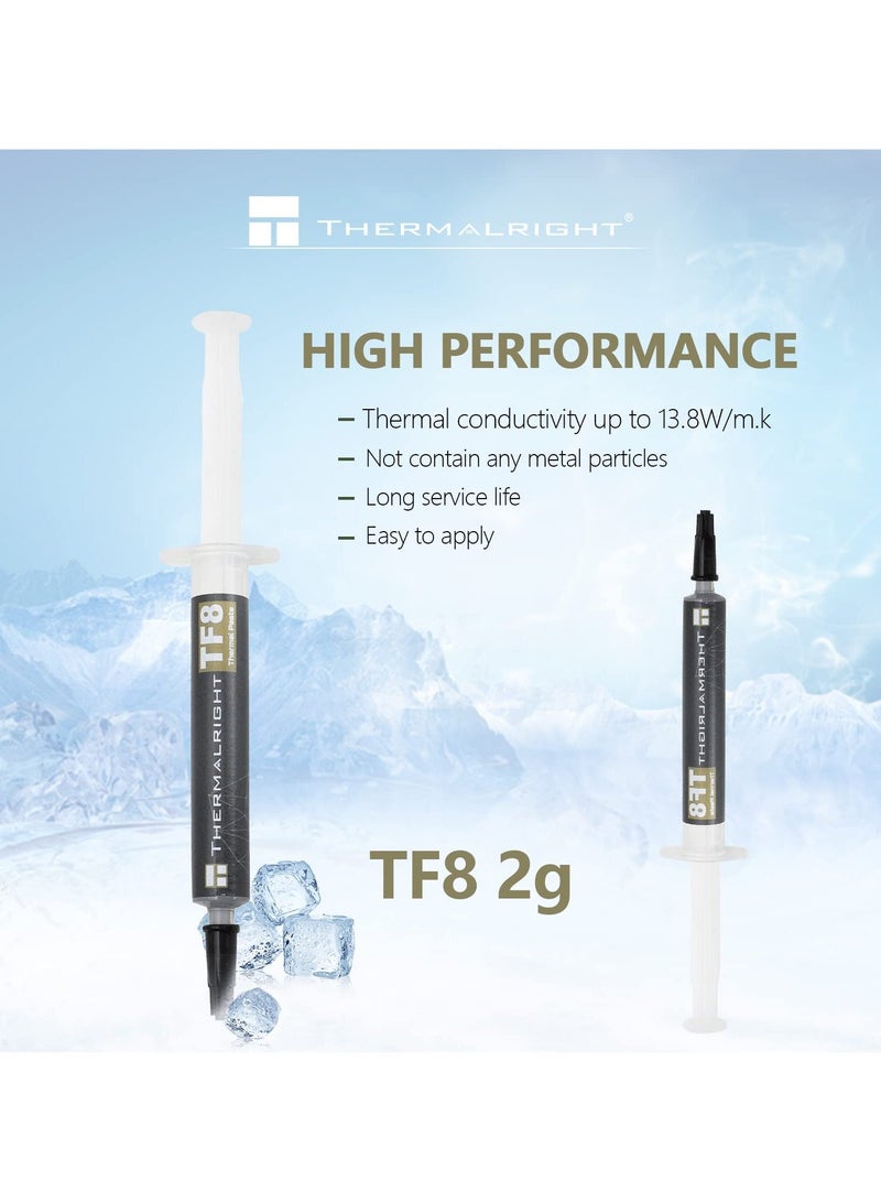 TF8 High Performance Thermal Compound Paste 2 Grams, 13.8W/mK, High Durability for All heatsinks CPU Coolers with applying Tool - Image 2
