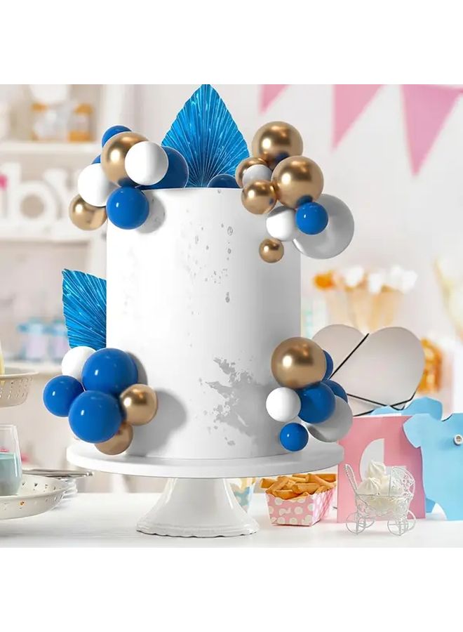 Dark Blue White Golden 14pcs Cake Decorating Spheres Round Dome Caps - Image 4