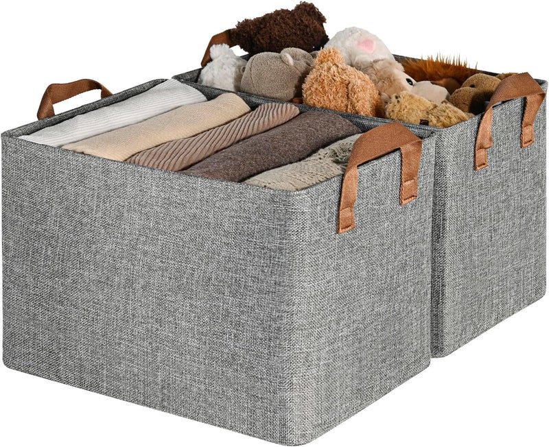 Regalo Flexi Fold Large Foldable Cloth Basket for Storage with Metal Frame & Handle,Space Saver Wardrobe Bin Box Organizer-Assorted (pack of 2) - Image 1