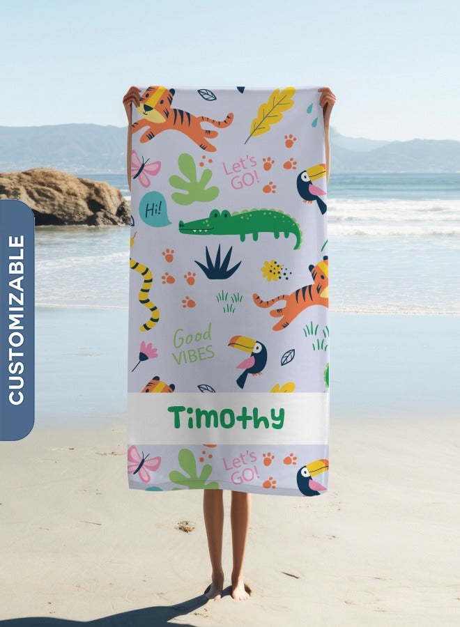 Share the Love Personalised Beach Towel - Animals Design - Let's go Good Vibes Towel (90x180cm) - Image 1