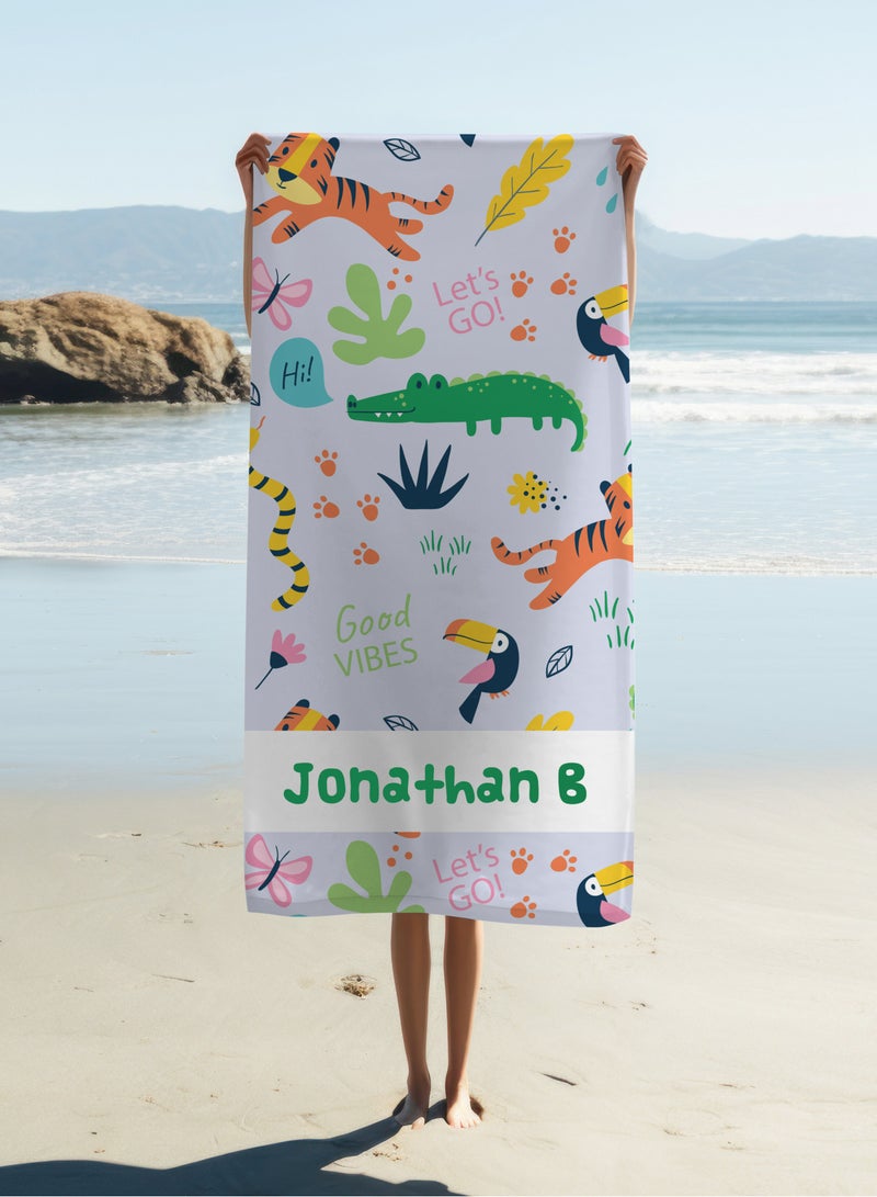 Share the Love Personalised Beach Towel - Animals Design - Let's go Good Vibes Towel (90x180cm) - Image 2