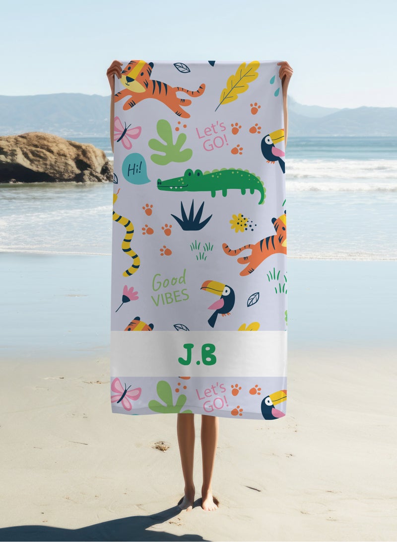 Share the Love Personalised Beach Towel - Animals Design - Let's go Good Vibes Towel (90x180cm) - Image 3