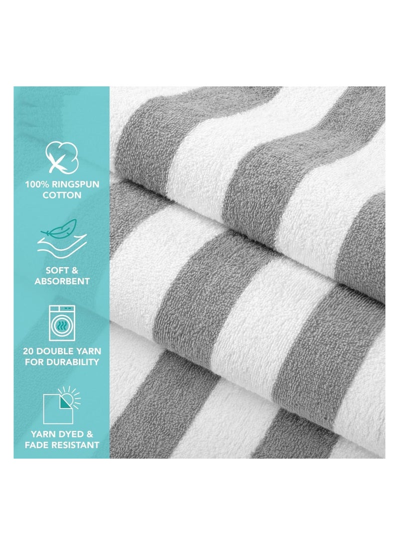 SIGNOOLA Signoola Two Beach towel 70 x 180 cm Grey Stripes, 100% cotton.  - Image 2
