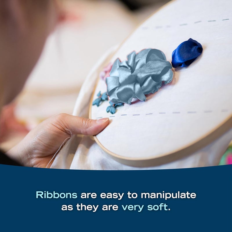 ThreadNanny New 7mm Size ThreadNanny 6 Spools of 100 Pure Silk Ribbons  Blue Tones  60 Meters x 7mm - Image 3