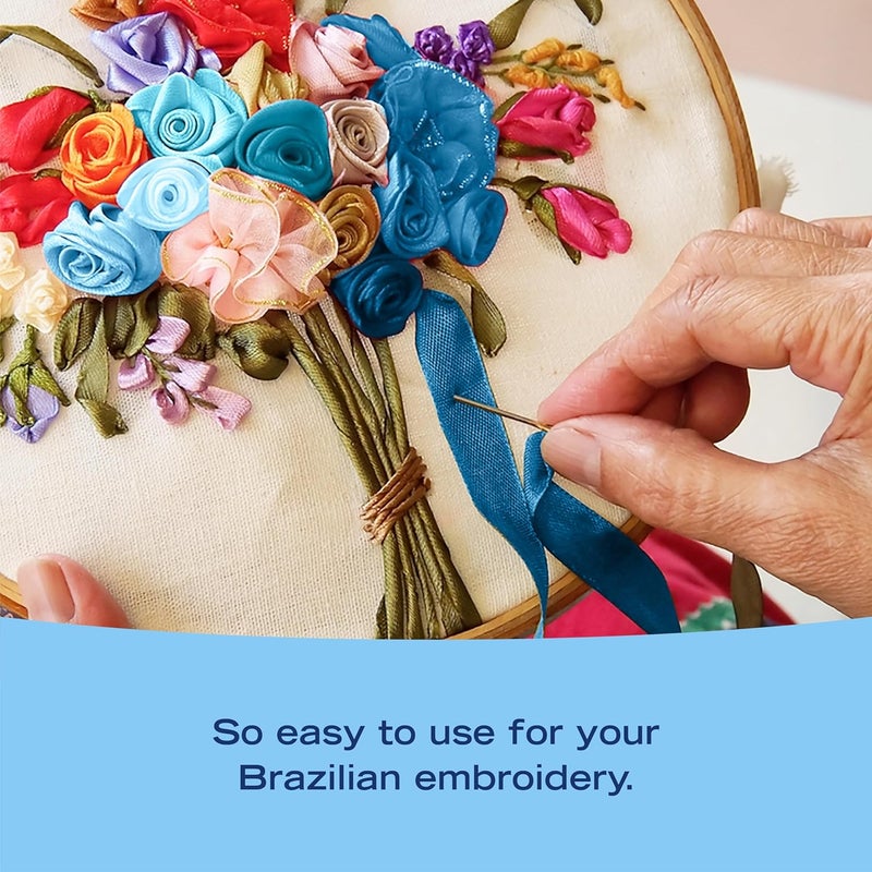 ThreadNanny New 7mm Size ThreadNanny 6 Spools of 100 Pure Silk Ribbons  Blue Tones  60 Meters x 7mm - Image 2