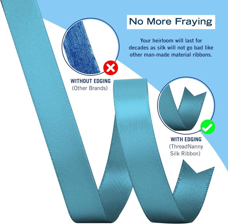 ThreadNanny New 7mm Size ThreadNanny 6 Spools of 100 Pure Silk Ribbons  Blue Tones  60 Meters x 7mm - Image 4