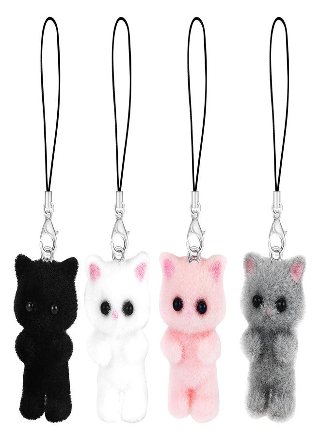 ZLSPTK 4Pcs Cute Phone Charms Cat Pink Cellphone Charms for Case Kawaii Charm for Phone Black Car Keychain Charm Kit White Mobilephone Keychain Aesthetic Accessories for Bag Airpods Camera Pendant Decor - Image 1