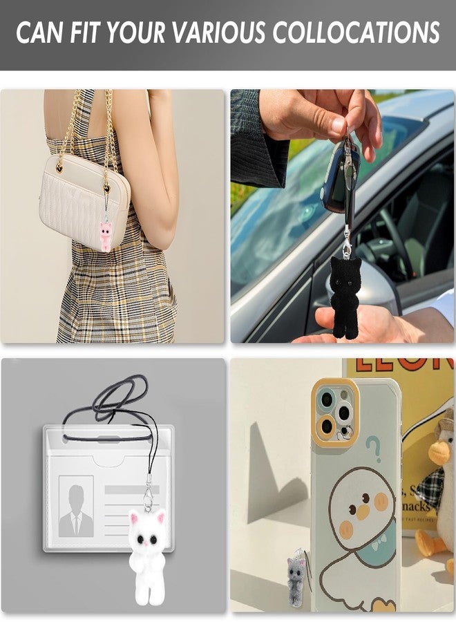 ZLSPTK 4Pcs Cute Phone Charms Cat Pink Cellphone Charms for Case Kawaii Charm for Phone Black Car Keychain Charm Kit White Mobilephone Keychain Aesthetic Accessories for Bag Airpods Camera Pendant Decor - Image 5