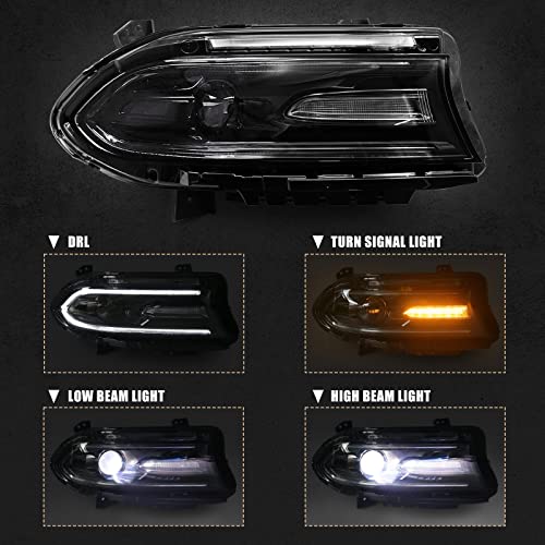 VLINCAR HID Headlight Assembly Compatible with Dodge Charger 2015 2016 2017 2018 2019 2020 2021 (Xenon/HID Model) Headlamp Replacement Right Passenger Side (Not For Halogen Model) - Image 2