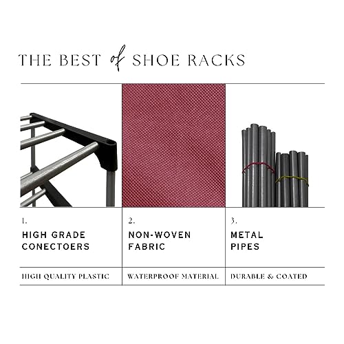 SANAMSTORE Metal 4 Tier Rack Shoe/Clothes/books stand Rack with cover for home (Need to Be Assemble - DIY) -Mahroon, Cm - Image 3