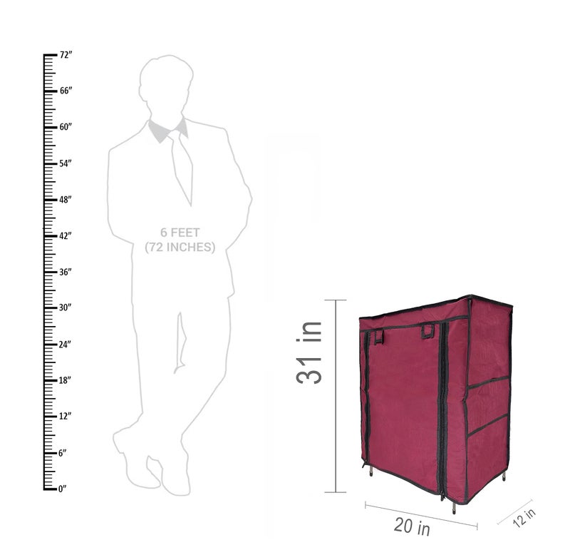 SANAMSTORE Metal 4 Tier Rack Shoe/Clothes/books stand Rack with cover for home (Need to Be Assemble - DIY) -Mahroon, Cm - Image 5