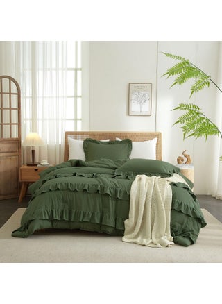 Olive Green Comforter Set Full Size Princess Style Ruffle Comforter Set 3 Pieces Boho Comforter Ruffle Farmhouse Bedding Set 1 Olive Comforter with 2 Pillowcases Aesthetic Boho Bed Comforter Full - pzsku/ZA882FF23DF40A0BADD0EZ/45/1749667787/d169500f-a0d1-4b66-b81c-af28f35a09d2